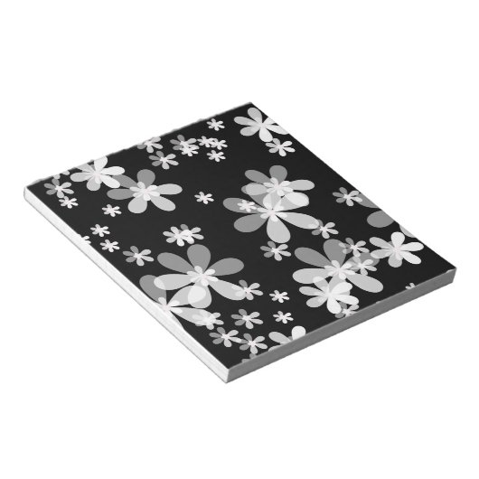 zwarte witte flora notitieblok (Schuin)