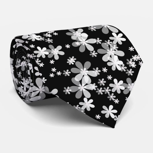 zwarte witte flora stropdas (Opgerold)