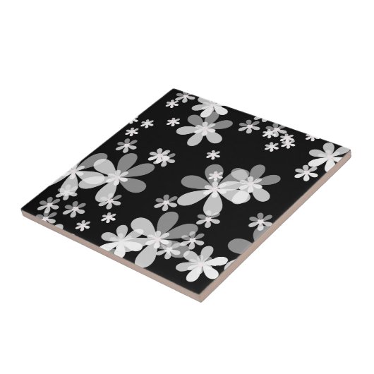 zwarte witte flora tegeltje (Zijkant)