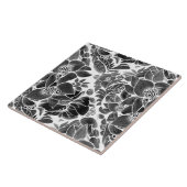 Zwarte witte flora tegeltje (Zijkant)