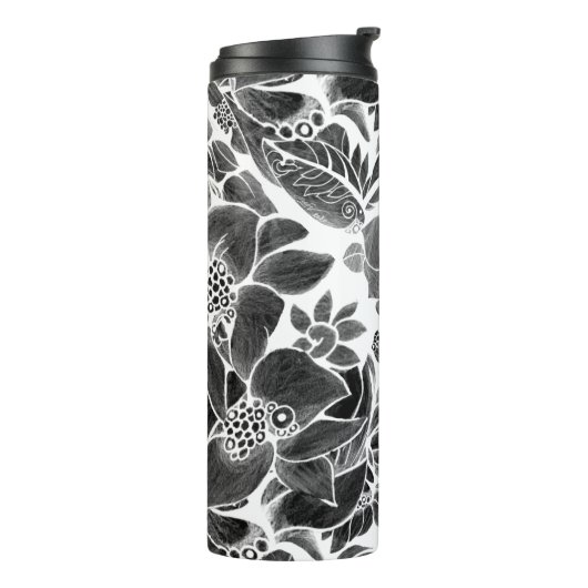 Zwarte witte flora thermosbeker (Gedraaid links)