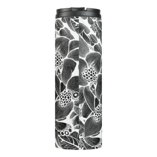 Zwarte witte flora thermosbeker (Achterkant)