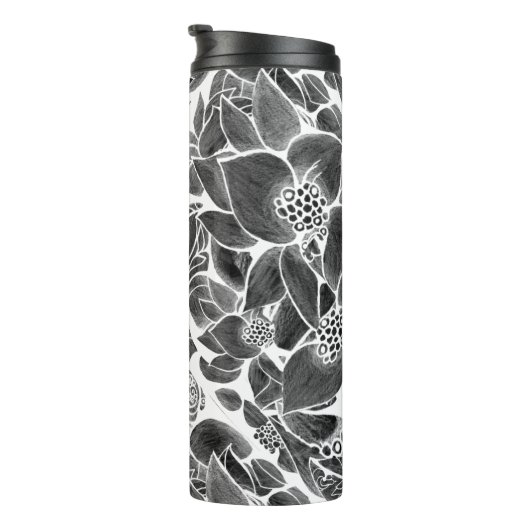 Zwarte witte flora thermosbeker (Geroteerd rechts)