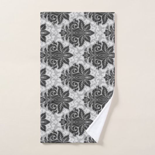 Zwarte-witte Floral Bad Handdoek (Handdoek)
