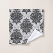 Zwarte-witte Floral Bad Handdoek (Wasdoekje)