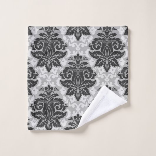 Zwarte-witte Floral Bad Handdoek (Wasdoekje)