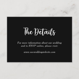 Zwarte witte Floral Botanical Wedding Couple Name Informatiekaartje