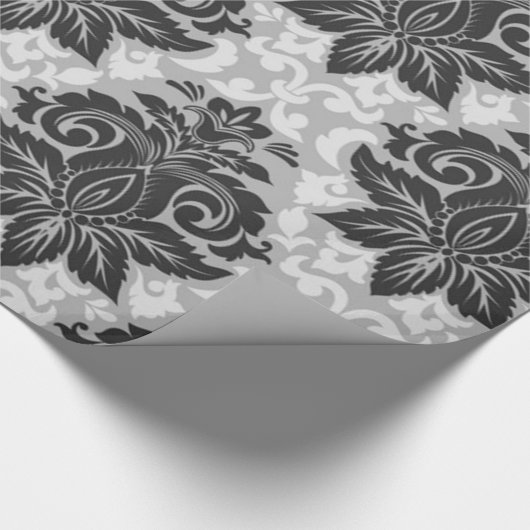 Zwarte-witte Floral Cadeaupapier (Hoek)