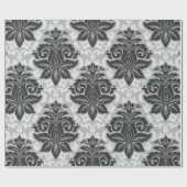 Zwarte-witte Floral Cadeaupapier (Vlak)