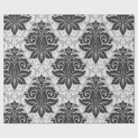 Zwarte-witte Floral Cadeaupapier (Vlak)