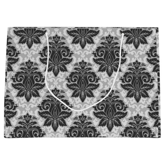 Zwarte-witte Floral Groot Cadeauzakje (Voorkant)