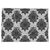 Zwarte-witte Floral Groot Cadeauzakje (Achterkant)