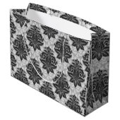 Zwarte-witte Floral Groot Cadeauzakje (Achterkant Gekanteld)