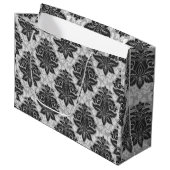 Zwarte-witte Floral Groot Cadeauzakje (Voorkant Gekanteld)