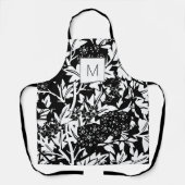 Zwarte witte  Floral Monogram Schort (Voorkant)