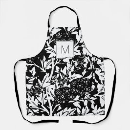 Zwarte witte  Floral Monogram Schort
