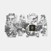 Zwarte, witte  Floral Monogram Weddenschap Bedankdoosjes (Uitgevouwen)