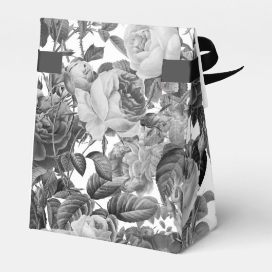 Zwarte, witte  Floral Monogram Weddenschap Bedankdoosjes (Achterkant)