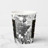 Zwarte, witte  Floral Monogram Weddenschap Papieren Bekers (Links)
