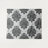 Zwarte-witte Floral Wandkleed (Voorkant (horizontaal))