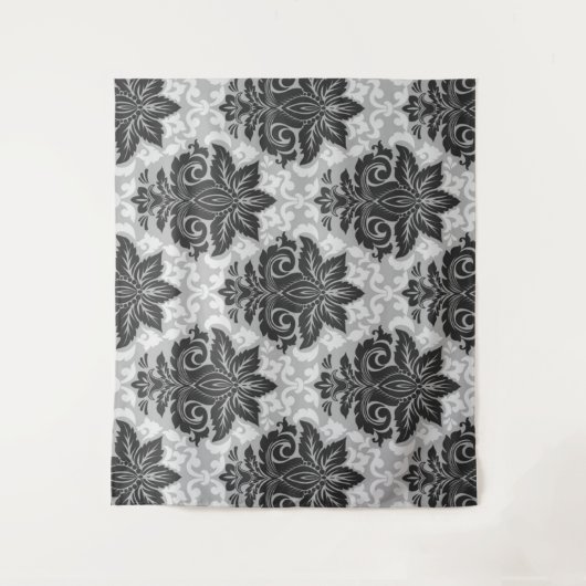 Zwarte-witte Floral Wandkleed (Voorkant)