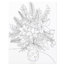 Zwarte witte florale bouquet kleurillustratie