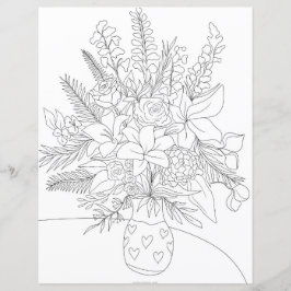 Zwarte witte florale bouquet kleurillustratie