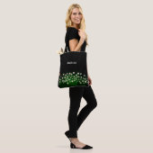 Zwarte witte floralen, naam elegant tote bag (Op model)
