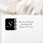 Zwarte witte florele monogram etiketten met zwarte (Insitu)