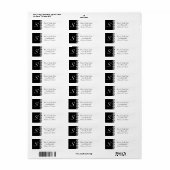 Zwarte witte florele monogram etiketten met zwarte (Full Sheet)