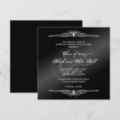 Zwarte witte formalen dansbal prop elegant vierkan kaart (Voorkant / Achterkant)