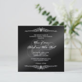 Zwarte witte formalen dansbal prop elegant vierkan kaart (Staand voorkant)