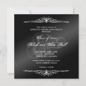 Zwarte witte formalen dansbal prop elegant vierkan kaart (Voorkant)