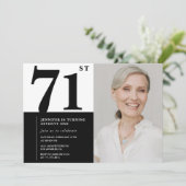 Zwarte Witte Foto 71e Verjaardag Chic Kaart (Staand voorkant)