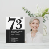 Zwarte Witte Foto 73e Verjaardag Chic Kaart (Staand voorkant)