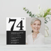 Zwarte Witte Foto 74e Verjaardag Chic Kaart (Staand voorkant)