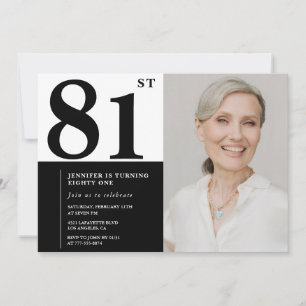Zwarte Witte Foto 81e Verjaardag Chic Kaart