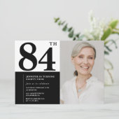 Zwarte Witte Foto 84ste Verjaardag Chic Kaart (Staand voorkant)