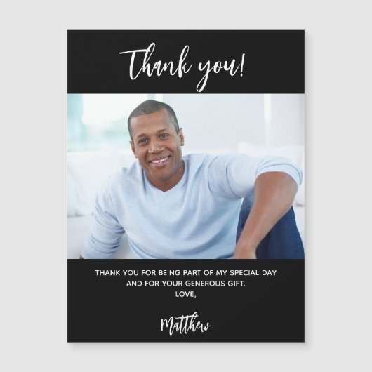 Zwarte witte foto bedankt magnet (Voorkant)