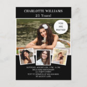 Zwarte witte foto collage op jaardag uitnodiging briefkaart (Voorkant)