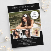 Zwarte witte foto collage op jaardag uitnodiging briefkaart