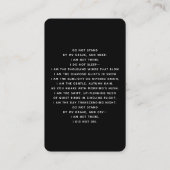 Zwarte witte foto, kruisgebed visitekaartje (Achterkant)