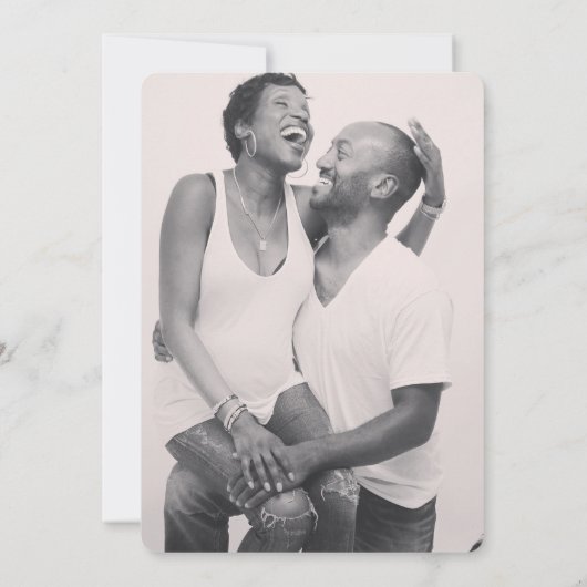 Zwarte witte foto live streaming bruiloft kaart (Achterkant)