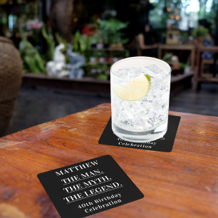 Zwarte witte foto man mythe legende verjaardag kartonnen onderzetters