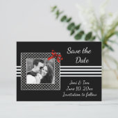 Zwarte witte foto Sla de datum op Save The Date (Staand voorkant)