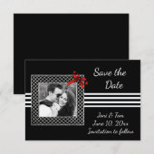 Zwarte witte foto Sla de datum op Save The Date (Voorkant / Achterkant)