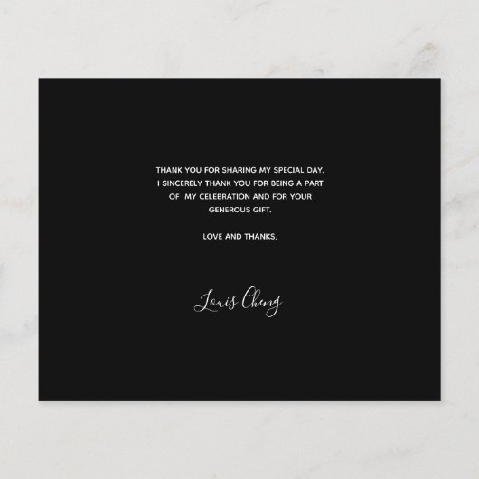 Zwarte witte foto verjaardag bedankt (Achterkant)