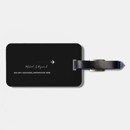 zwarte witte foto vliegtuig bagagelabel (Achterkant horizontaal)