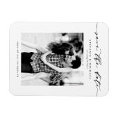 Zwarte witte foto waarop de datum is opgeslagen magneet (Horizontaal)