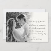 Zwarte & witte foto Weddenschap Hartelijk dank Bedankkaart (Achterkant)